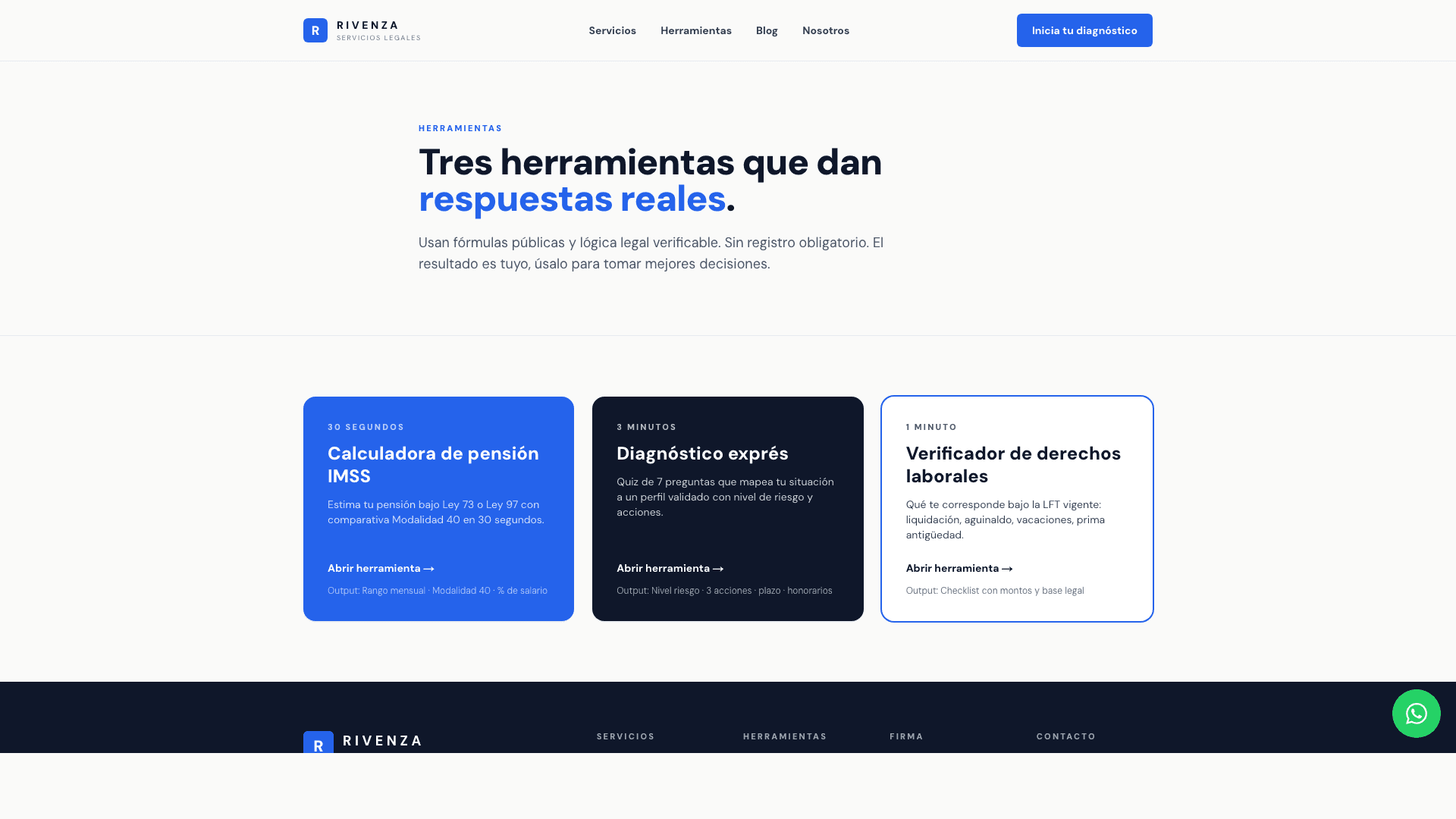 Suite de herramientas: calculadora IMSS, diagnóstico, derechos laborales